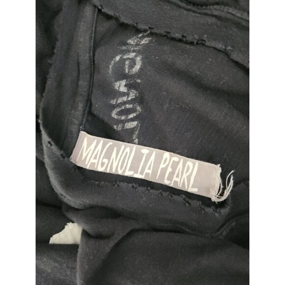 Magnolia Pearl Oversized Shirt Top Black Tunic Moon Stars Applique OS - Picture 8 of 9